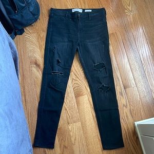 Womens hollister black ripped jeans
